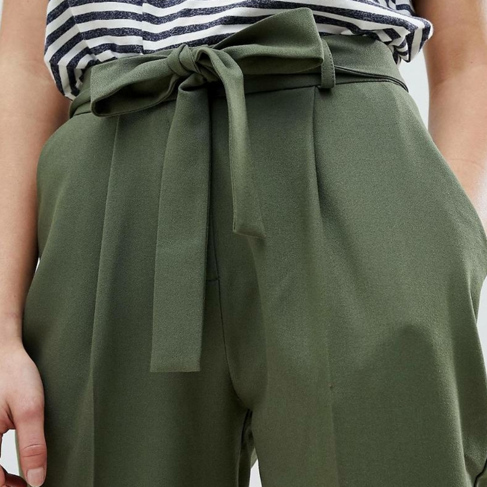 ASOS petite tapered pants with tie